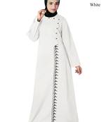 MyBatua White Cotton Arabian Dailywear Islamic Muslim Long Abaya With Hijab