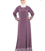 MyBatua Purple Poly Crepe Arabian Dailywear Islamic Muslim Long Abaya With Hijab