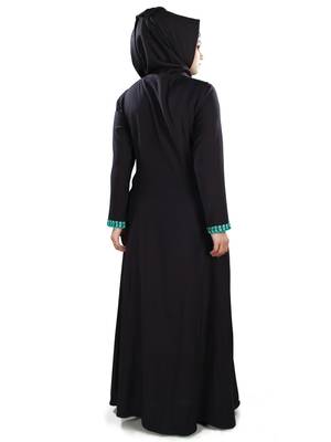 MyBatua Black Viscose Arabian Dailywear Islamic Muslim Long Abaya With Hijab 4