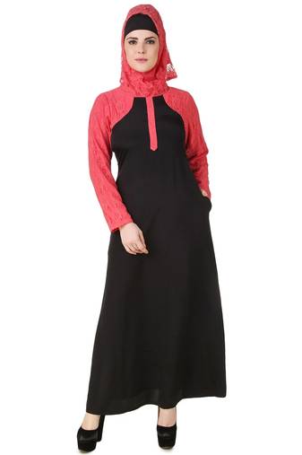 MyBatua Multicolor Polyester Arabian Dailywear Islamic Muslim Long Abaya With Hijab