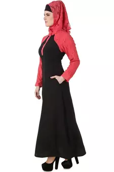 MyBatua Multicolor Polyester Arabian Dailywear Islamic Muslim Long Abaya With Hijab