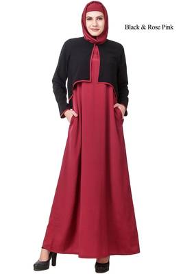 MyBatua Multicolor Polyester Arabian Dailywear Islamic Muslim Long Abaya With Hijab 1