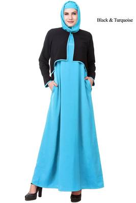 MyBatua Multicolor Polyester Arabian Dailywear Islamic Muslim Long Abaya With Hijab 1