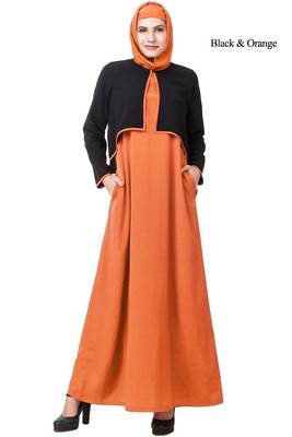 MyBatua Multicolor Polyester Arabian Dailywear Islamic Muslim Long Abaya With Hijab 1