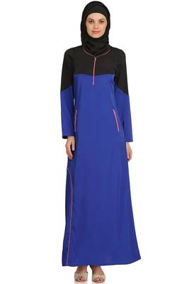 MyBatua Multicolor Polyester Arabian Dailywear Islamic Muslim Long Abaya With Hijab 1