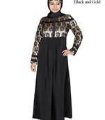MyBatua Black Poly Crepe Arabian Dailywear Islamic Muslim Long Abaya With Hijab
