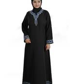 MyBatua Black Polyester Arabian Dailywear Islamic Muslim Long Abaya With Hijab