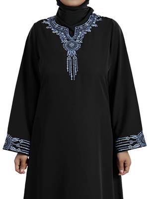 MyBatua Black Polyester Arabian Dailywear Islamic Muslim Long Abaya With Hijab 2