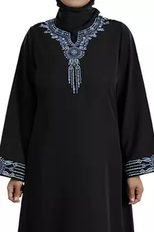MyBatua Black Polyester Arabian Dailywear Islamic Muslim Long Abaya With Hijab