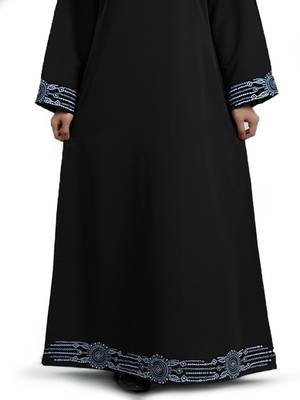 MyBatua Black Polyester Arabian Dailywear Islamic Muslim Long Abaya With Hijab 3