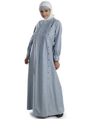 MyBatua Grey Chambray Arabian Dailywear Islamic Muslim Long Abaya With Hijab 1