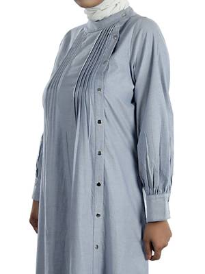 MyBatua Grey Chambray Arabian Dailywear Islamic Muslim Long Abaya With Hijab 3