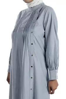 MyBatua Grey Chambray Arabian Dailywear Islamic Muslim Long Abaya With Hijab