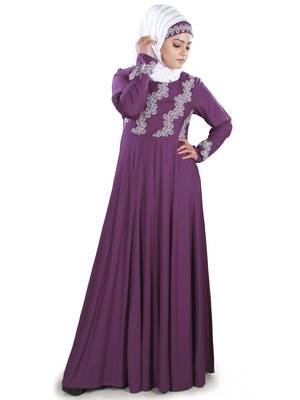 MyBatua Magenta Viscose Arabian Dailywear Islamic Muslim Long Abaya With Hijab 2