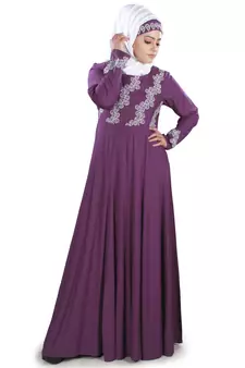 MyBatua Magenta Viscose Arabian Dailywear Islamic Muslim Long Abaya With Hijab