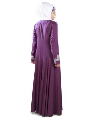 MyBatua Magenta Viscose Arabian Dailywear Islamic Muslim Long Abaya With Hijab 5