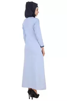 MyBatua Blue Cotton Arabian Dailywear Islamic Muslim Long Abaya With Hijab