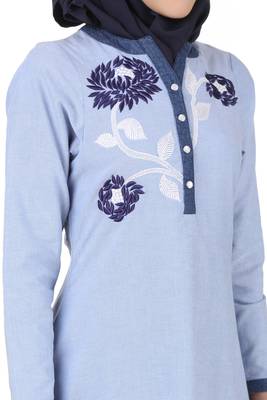 MyBatua Blue Cotton Arabian Dailywear Islamic Muslim Long Abaya With Hijab 3