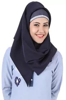 MyBatua Blue Cotton Arabian Dailywear Islamic Muslim Long Abaya With Hijab