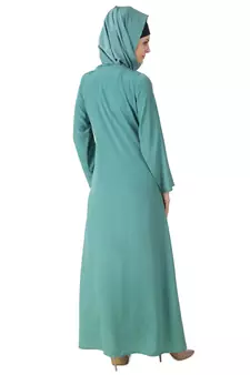 MyBatua Teal Polyester Arabian Dailywear Islamic Muslim Long Abaya With Hijab