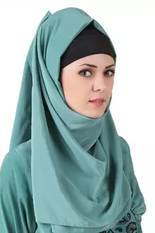 MyBatua Teal Polyester Arabian Dailywear Islamic Muslim Long Abaya With Hijab