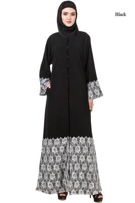 MyBatua Black Polyester Arabian Dailywear Islamic Muslim Long Abaya With Hijab 1