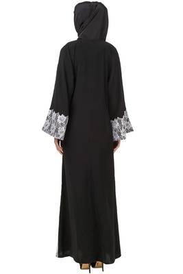 MyBatua Black Polyester Arabian Dailywear Islamic Muslim Long Abaya With Hijab 2