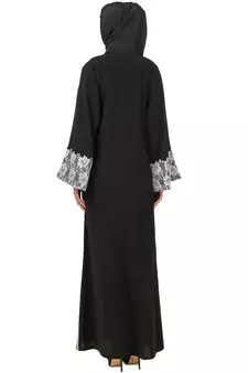 MyBatua Black Polyester Arabian Dailywear Islamic Muslim Long Abaya With Hijab