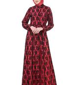 MyBatua Red Polyester Arabian Dailywear Islamic Muslim Long Abaya With Hijab