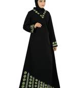 MyBatua Black Polyester Arabian Dailywear Islamic Muslim Long Abaya With Hijab