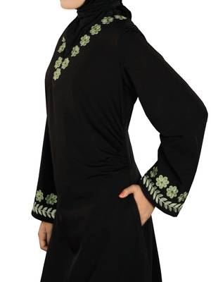 MyBatua Black Polyester Arabian Dailywear Islamic Muslim Long Abaya With Hijab 2