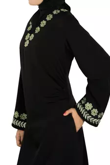 MyBatua Black Polyester Arabian Dailywear Islamic Muslim Long Abaya With Hijab