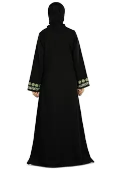 MyBatua Black Polyester Arabian Dailywear Islamic Muslim Long Abaya With Hijab