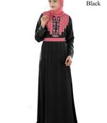 MyBatua Black Polyester Arabian Dailywear Islamic Muslim Long Abaya With Hijab