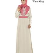 MyBatua Grey Polyester Arabian Dailywear Islamic Muslim Long Abaya With Hijab