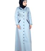 MyBatua Blue Cotton Arabian Dailywear Islamic Muslim Long Abaya With Hijab