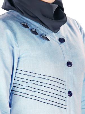 MyBatua Blue Cotton Arabian Dailywear Islamic Muslim Long Abaya With Hijab 2