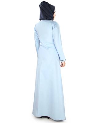 MyBatua Blue Cotton Arabian Dailywear Islamic Muslim Long Abaya With Hijab 3