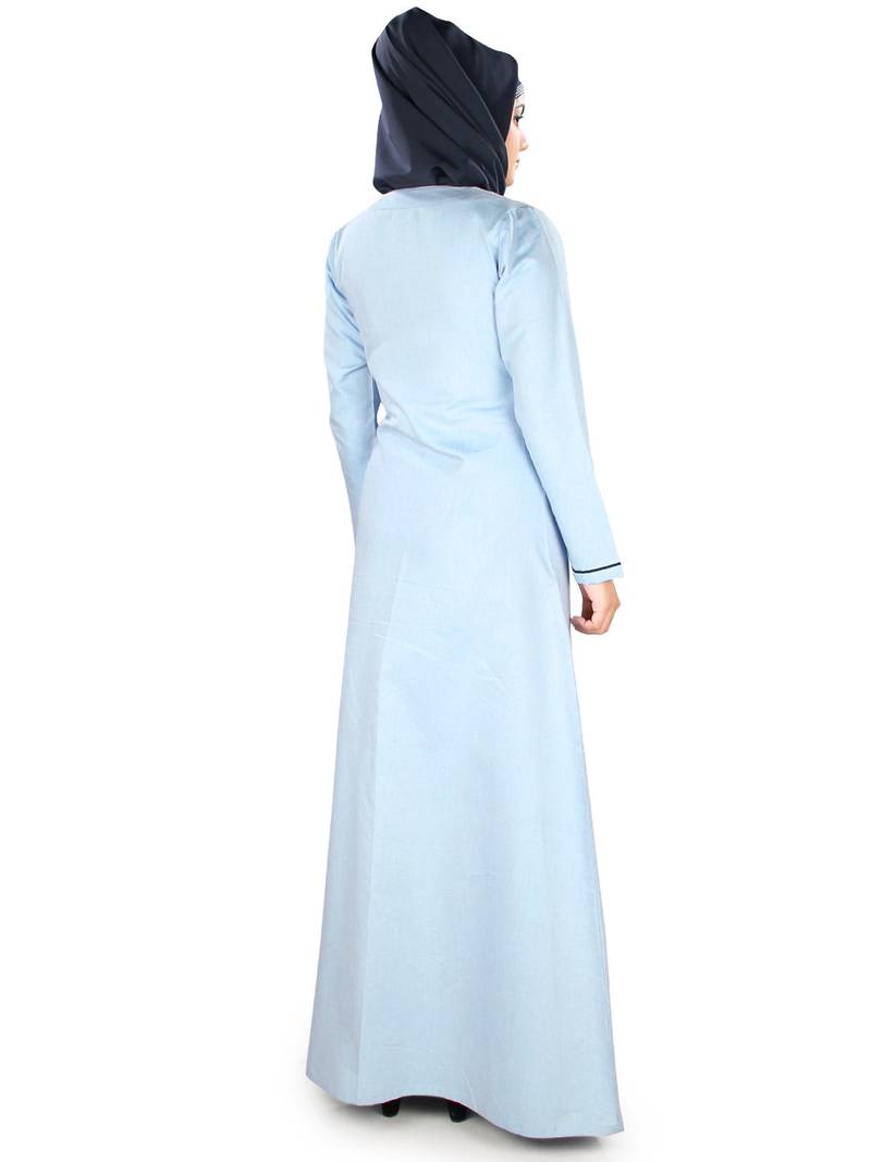 MyBatua Blue Cotton Arabian Dailywear Islamic Muslim Long Abaya With Hijab
