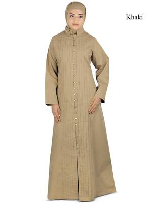 MyBatua Beige Poplin Arabian Dailywear Islamic Muslim Long Abaya With Hijab 1