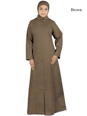 MyBatua Brown Poplin Arabian Dailywear Islamic Muslim Long Abaya With Hijab 1