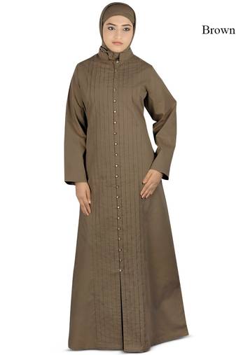 MyBatua Brown Poplin Arabian Dailywear Islamic Muslim Long Abaya With Hijab