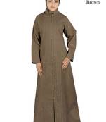 MyBatua Brown Poplin Arabian Dailywear Islamic Muslim Long Abaya With Hijab