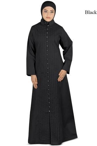 MyBatua Black Poplin Arabian Dailywear Islamic Muslim Long Abaya With Hijab