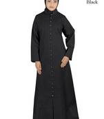 MyBatua Black Poplin Arabian Dailywear Islamic Muslim Long Abaya With Hijab