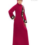 Pink Polyester Arabian Islamic Ramadan EID Long Abaya with Hijab