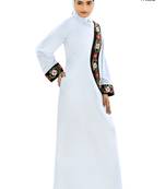 MyBatua White Polyester Arabian Dailywear Islamic Muslim Long Abaya With Hijab