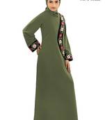 Green Polyester Arabian Islamic Ramadan Long Abaya with Hijab