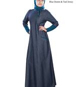 MyBatua Blue Denim Arabian Dailywear Islamic Muslim Long Abaya With Hijab