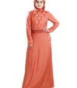 MyBatua Orange Viscose Arabian Dailywear Islamic Muslim Long Abaya With Hijab